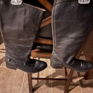 Frye Melissa Button Back Zip Black Riding Boots Sz 9